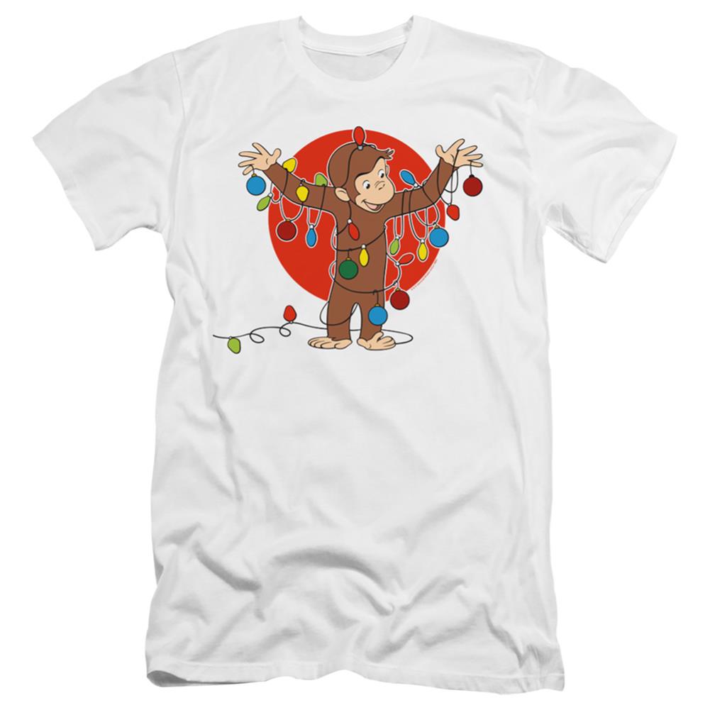 Curious George Lights Men's Ultra-Soft 30/1 Cotton Slim Short-Sleeve T-Shirt