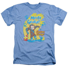 Curious George Messy George Men's 30/1 Heather 60 40 Poly Short-Sleeve T-Shirt