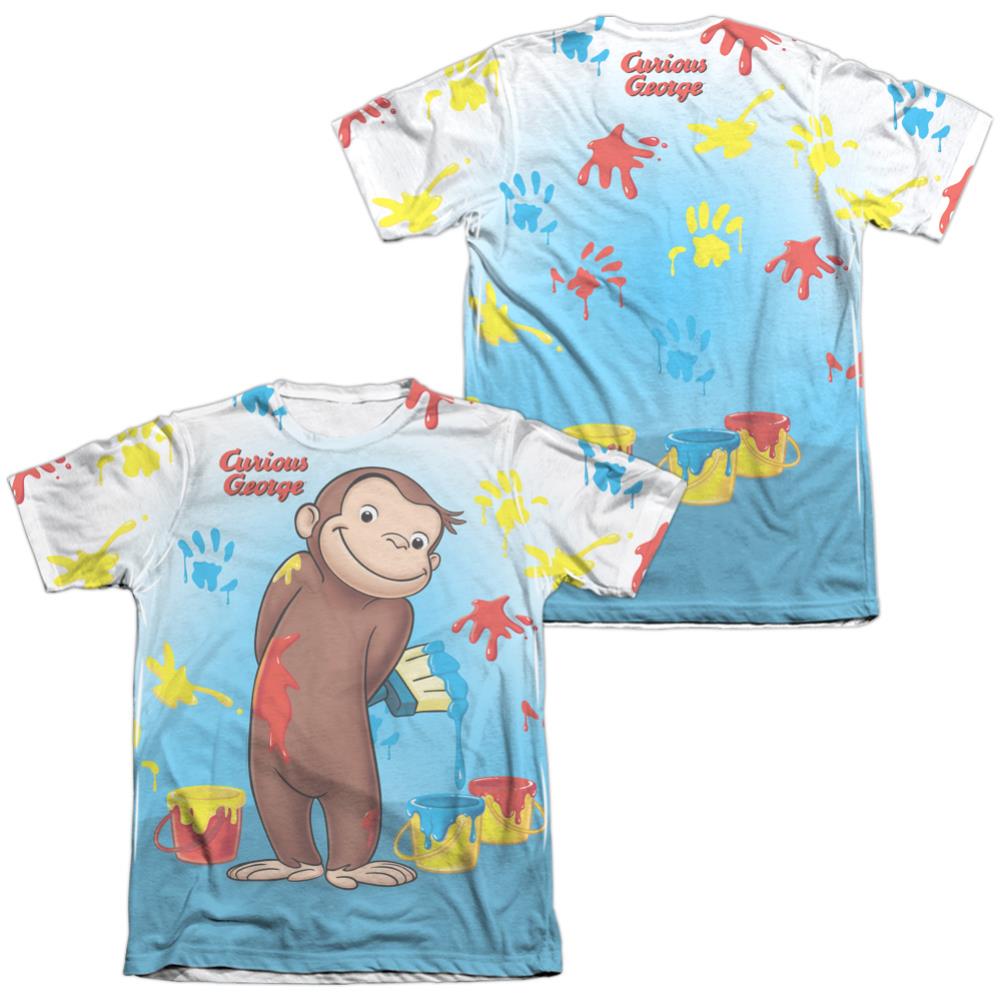 Curious George Paint All Over (Front/Back Print) Men's Regular Fit Poly Cotton Short-Sleeve T-Shirt