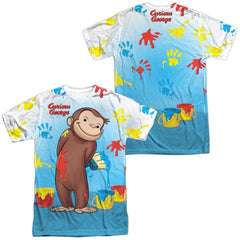 Curious George Paint All Over (Front/Back Print) Men's Regular Fit Polyester Short-Sleeve T-Shirt
