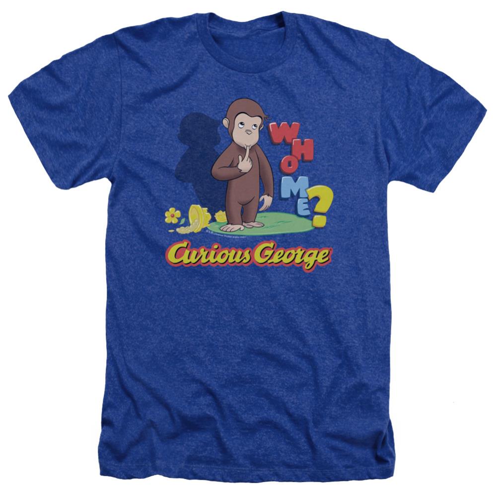 Curious George Who Me Men's 30/1 Heather 60 40 Poly Short-Sleeve T-Shirt