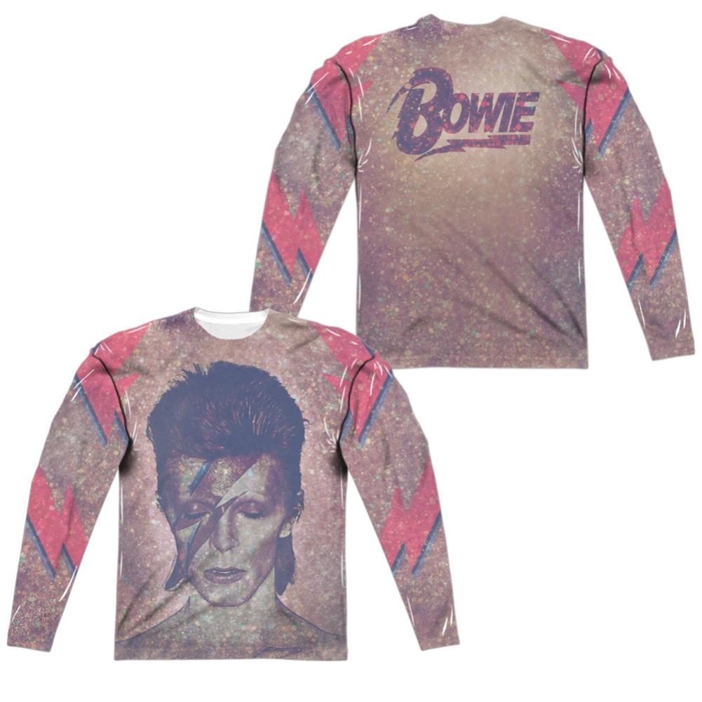 David Bowie Glam (Front/Back Print) Men's Regular Fit Polyester Long-Sleeve T-Shirt