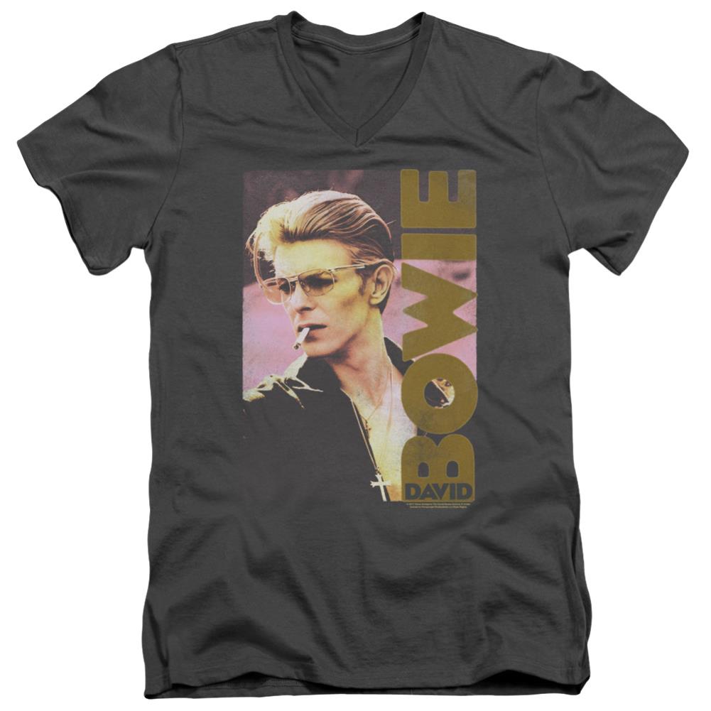 David Bowie Smokin Men's 30/1 Cotton Slim V-Neck T-Shirt