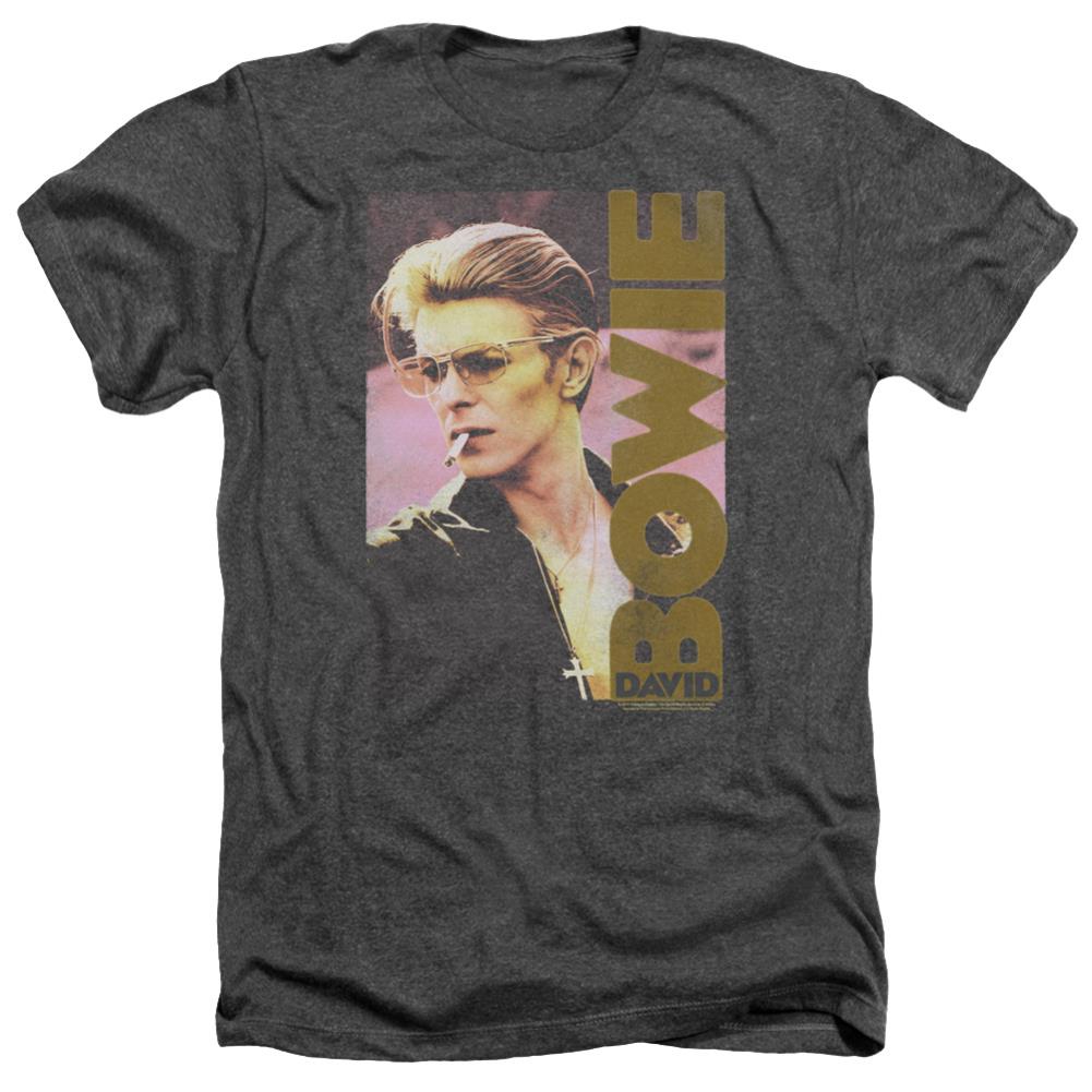 David Bowie Smokin Men's 30/1 Heather 60 40 Poly Short-Sleeve T-Shirt