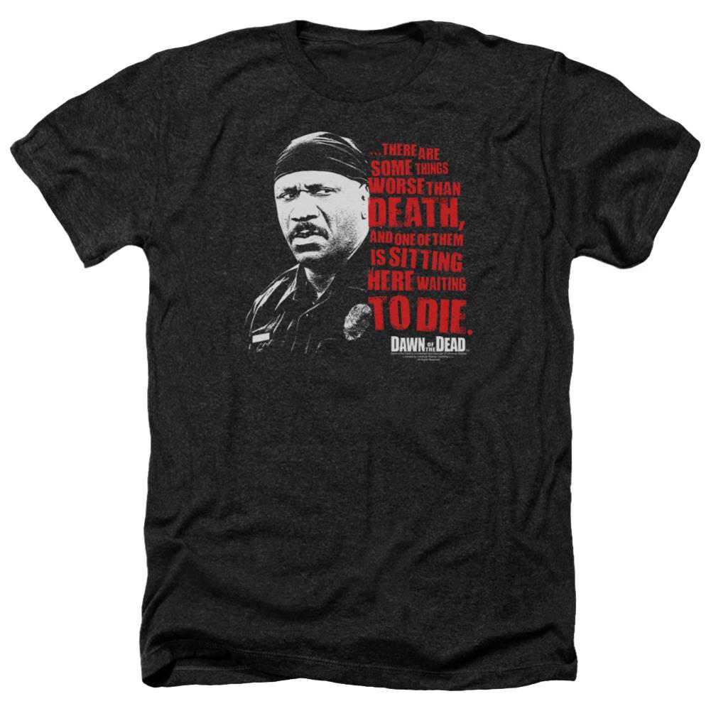 Dawn Of The Dead Worse Than Death Men's 30/1 Heather 60 40 Poly Short-Sleeve T-Shirt