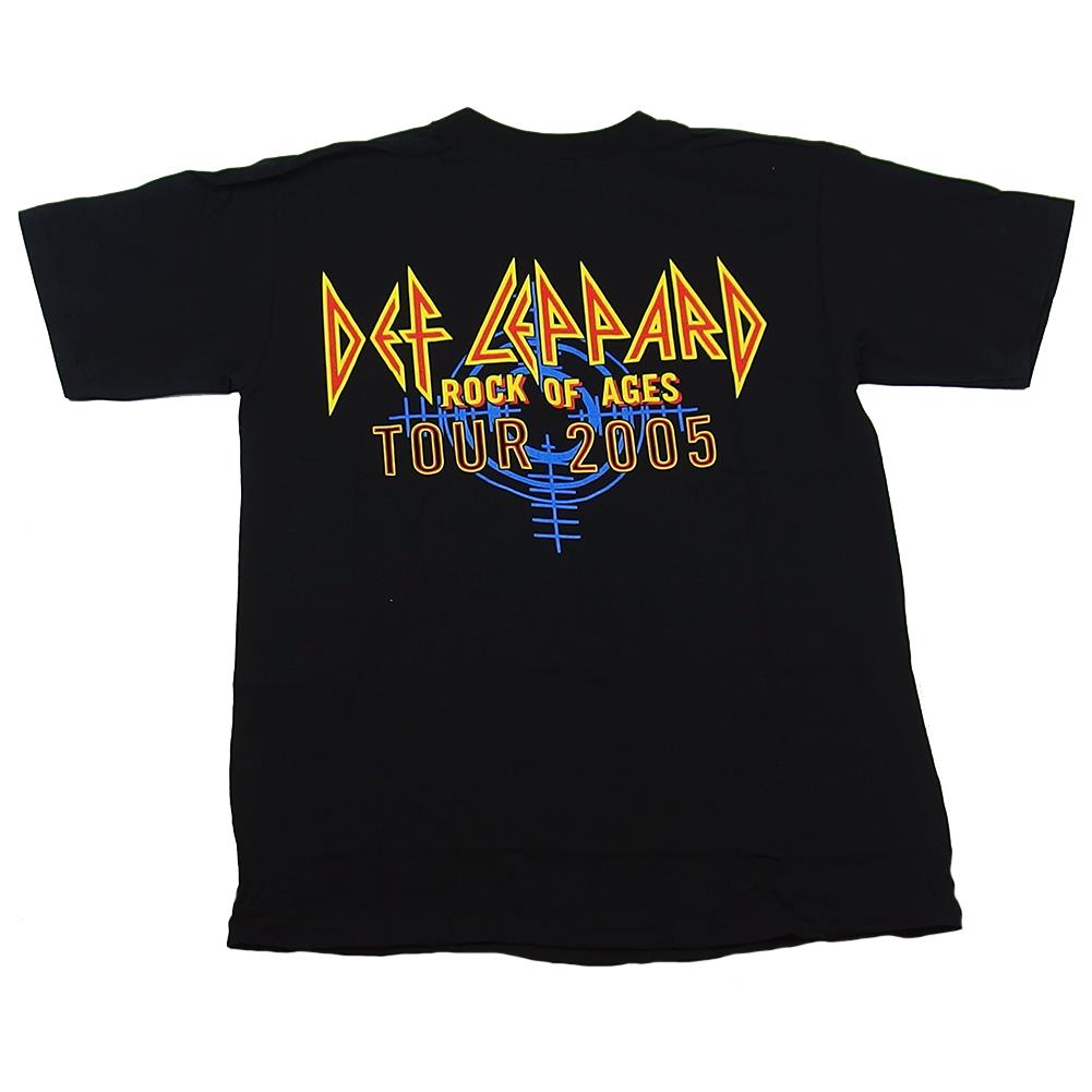 Def Leppard Men's 4 Album Tiles Rock Of Ages 2005 Tour Black T-Shirt