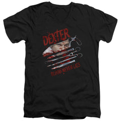 Dexter Blood Never Lies Men's 30/1 Cotton Slim V-Neck T-Shirt