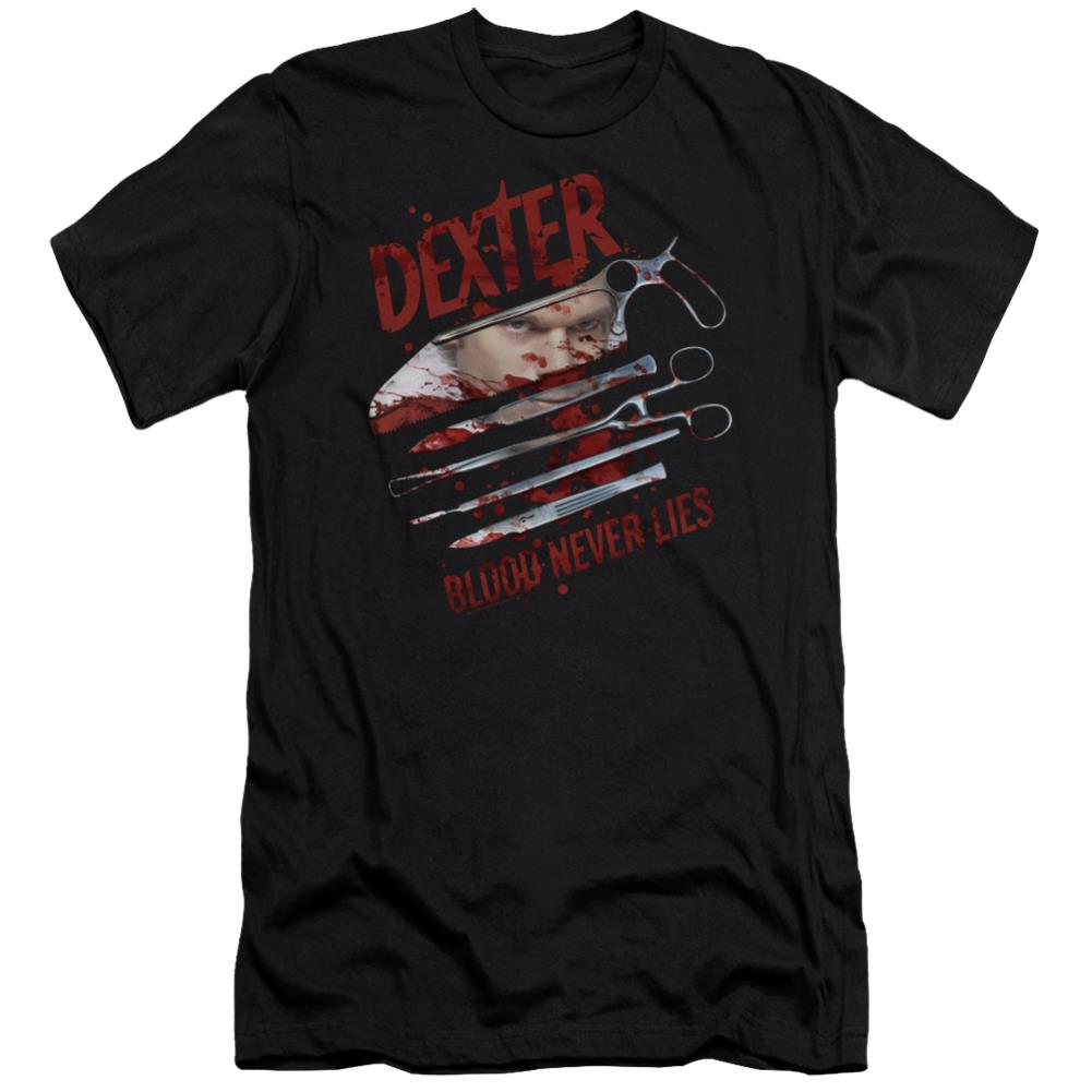 Dexter Blood Never Lies Men's Ultra-Soft 30/1 Cotton Slim Short-Sleeve T-Shirt
