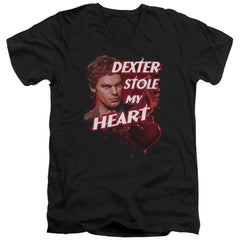 Dexter Bloody Heart Men's 30/1 Cotton Slim V-Neck T-Shirt