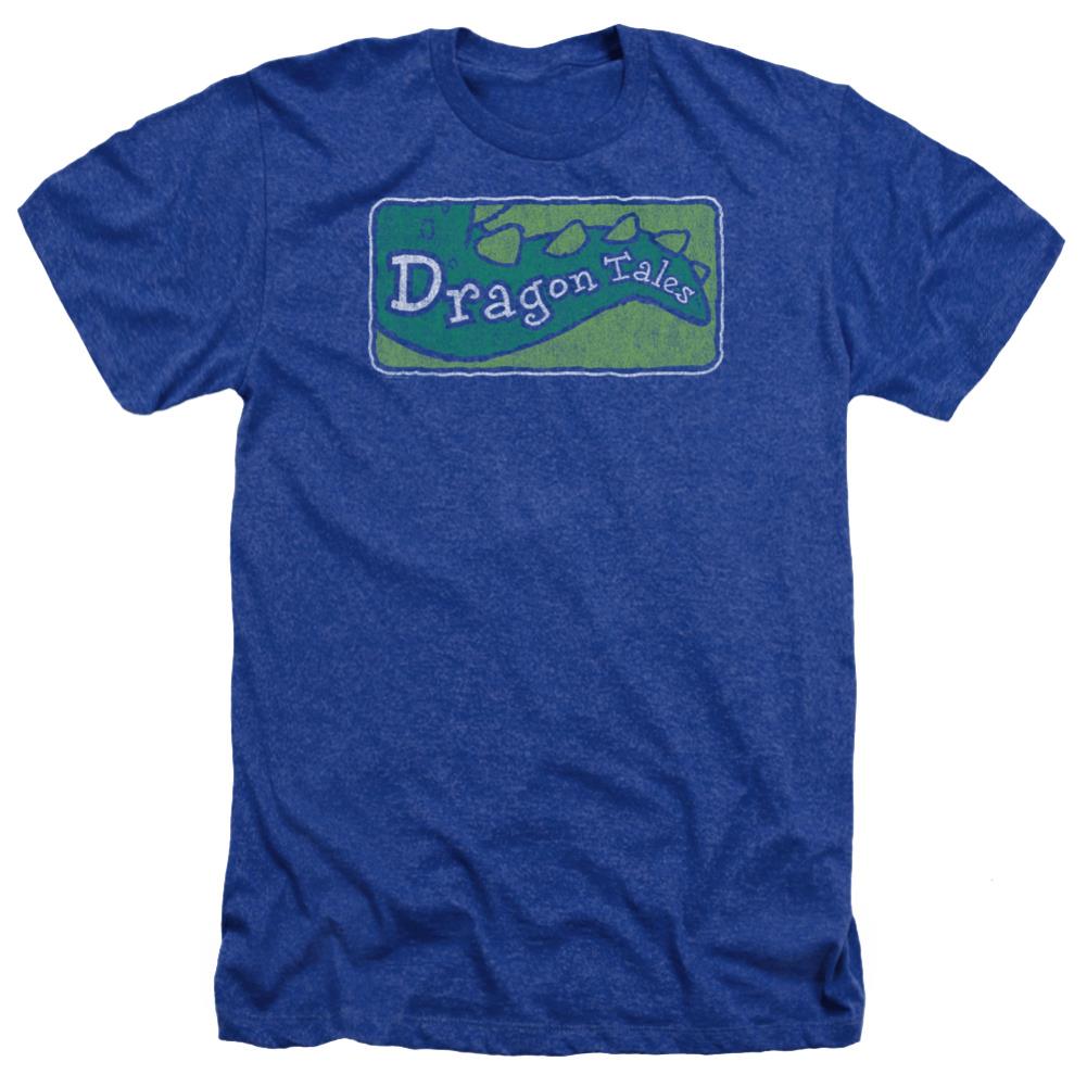 Dragon Tales Logo Distressed Men's 30/1 Heather 60 40 Poly Short-Sleeve T-Shirt
