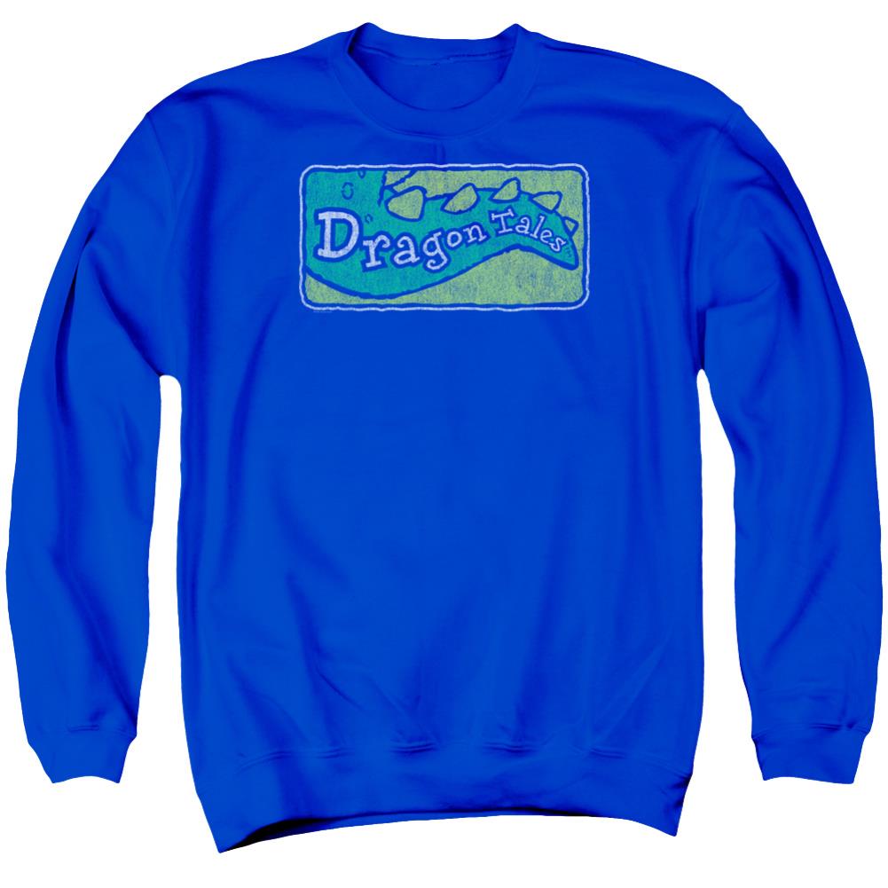 Dragon Tales Logo Distressed Men's Crewneck 50 50 Poly Long-Sleeve T-Shirt