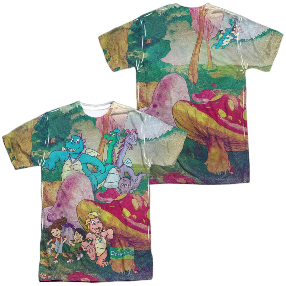 Dragon Tales Mushroom Meadow (Front/Back Print) Men's Regular Fit Polyester Short-Sleeve T-Shirt