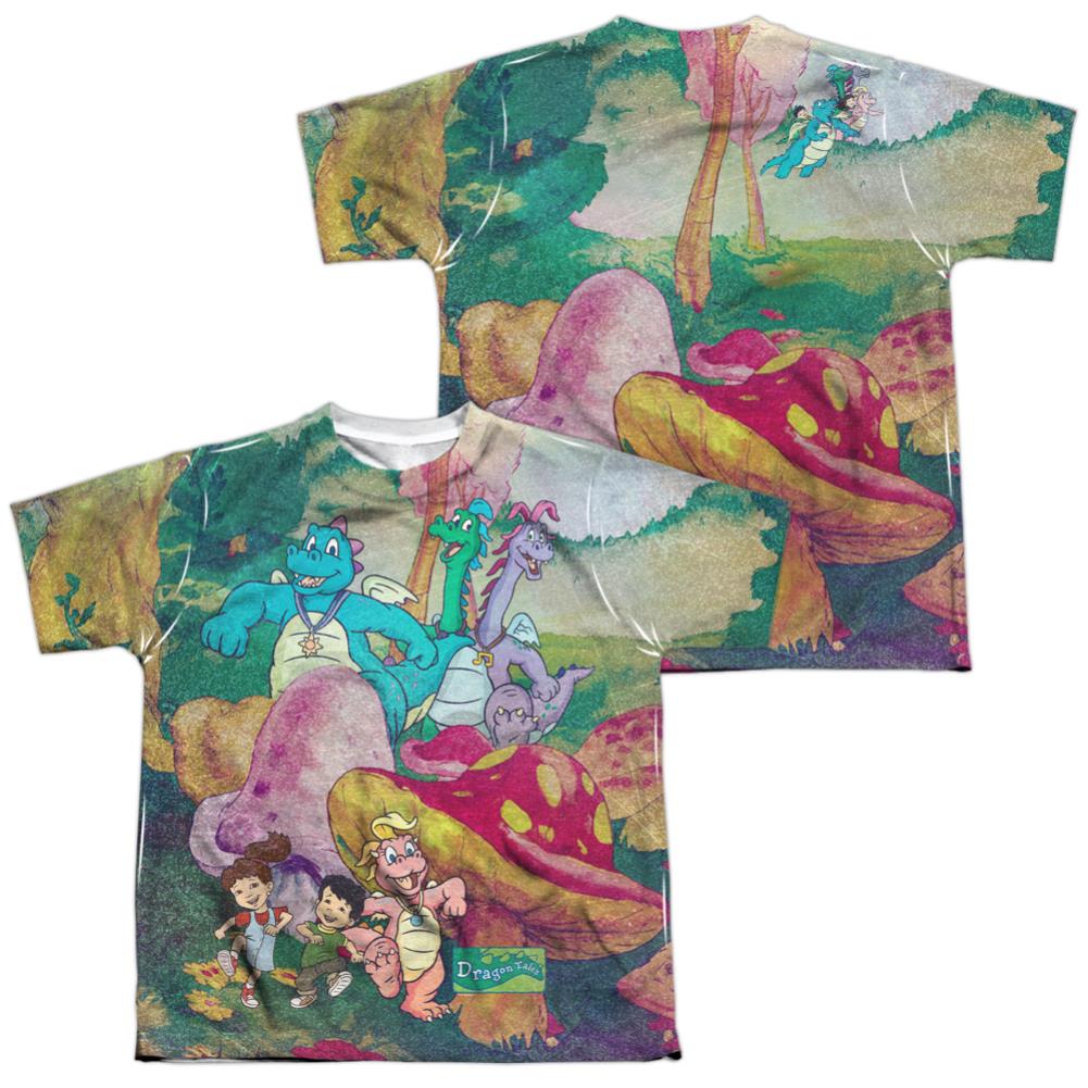 Dragon Tales Mushroom Meadow (Front/Back Print) Youth Regular Fit Poly Short-Sleeve T-Shirt