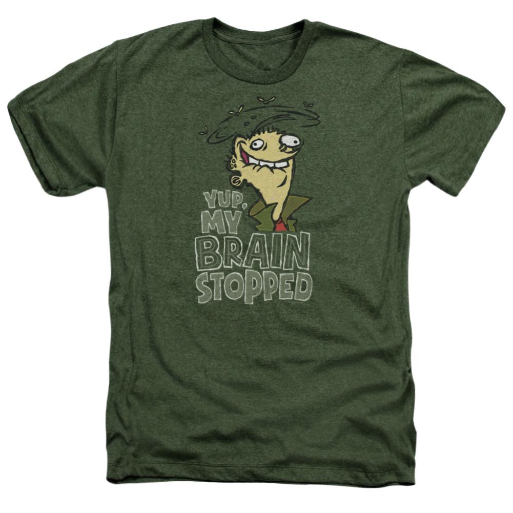 Ed Edd N Eddy Brain Dead Ed Men's 30/1 Heather 60 40 Poly Short-Sleeve T-Shirt