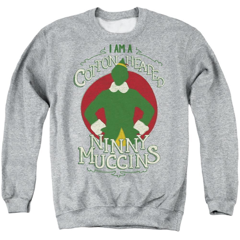 Elf Cotton Headed Men's Crewneck 50 50 Poly Long-Sleeve T-Shirt