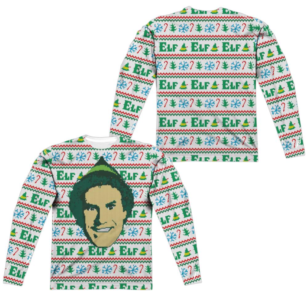 Elf Elf Sweater (Front/Back Print) Men's Regular Fit Polyester Long-Sleeve T-Shirt