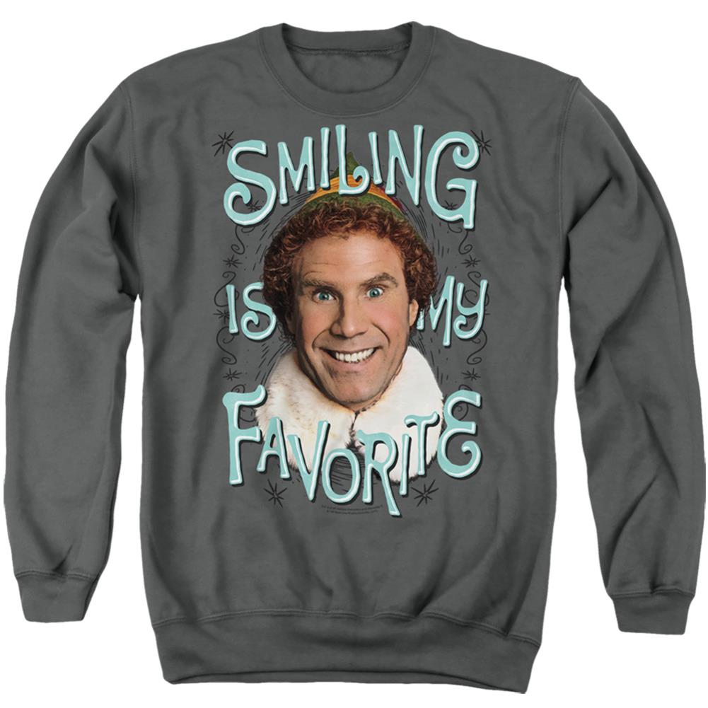 Elf Smiling Men's Crewneck 50 50 Poly Long-Sleeve T-Shirt