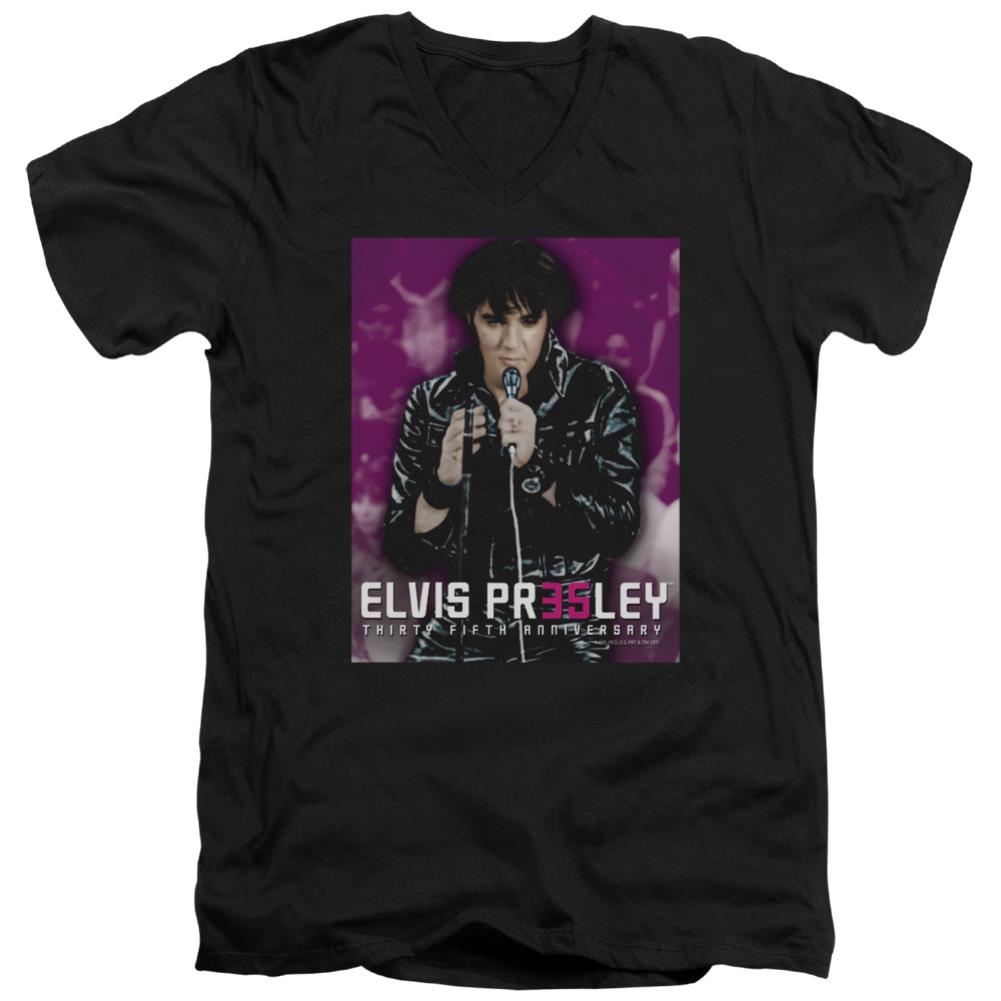 Elvis Presley 35 Leather Men's 30/1 Cotton Slim V-Neck T-Shirt