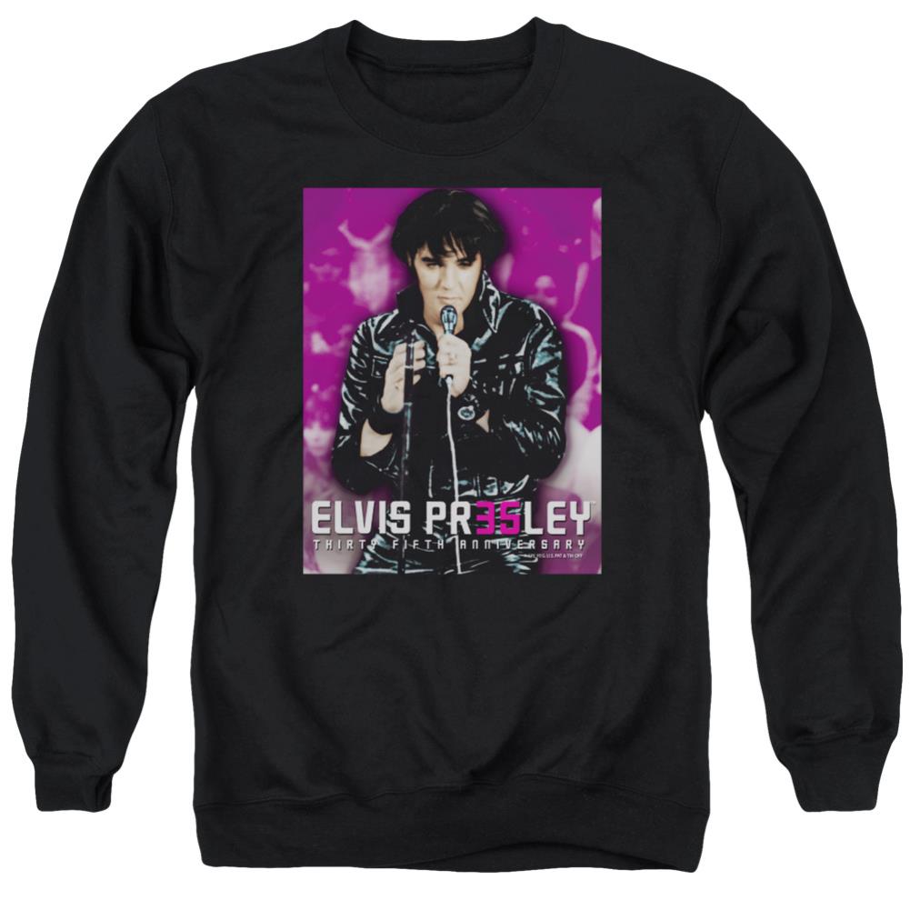 Elvis Presley 35 Leather Men's Crewneck 50 50 Poly Long-Sleeve T-Shirt