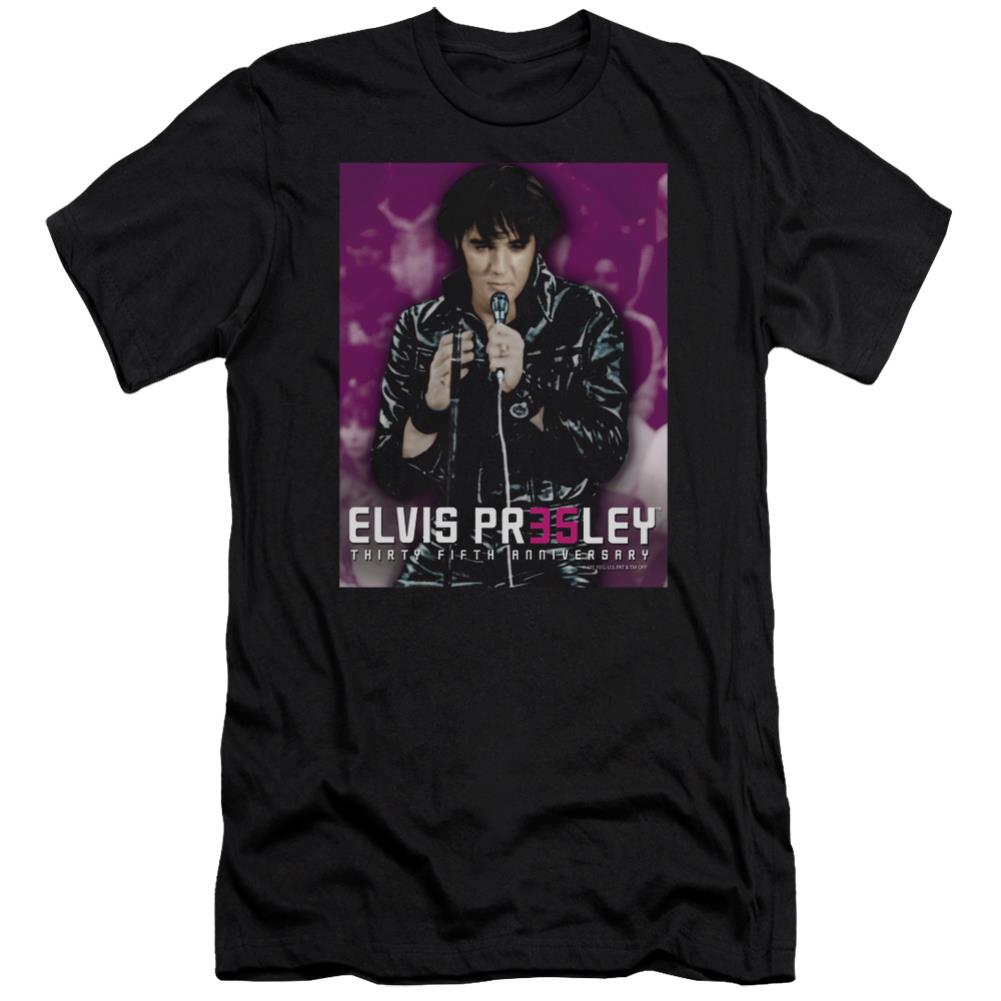 Elvis Presley 35 Leather Men's Ultra-Soft 30/1 Cotton Slim Short-Sleeve T-Shirt
