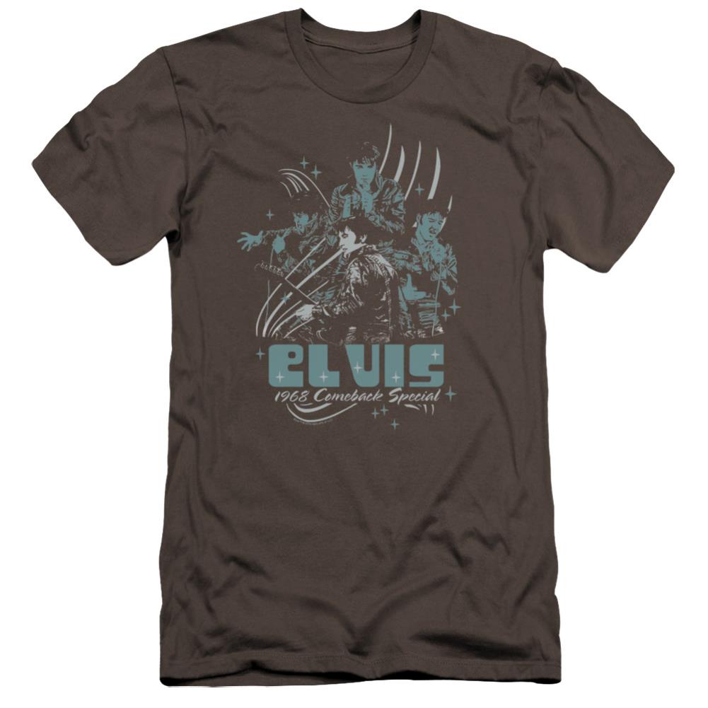 Elvis Presley 68 Leather Men's Ultra-Soft 30/1 Cotton Slim Short-Sleeve T-Shirt