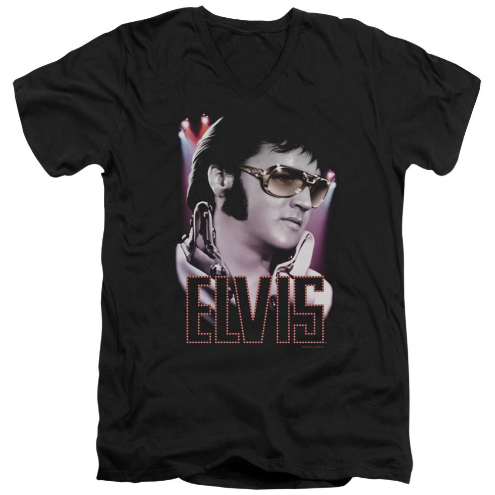 Elvis Presley 70s Star Men's 30/1 Cotton Slim V-Neck T-Shirt