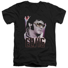 Elvis Presley 70s Star Men's 30/1 Cotton Slim V-Neck T-Shirt