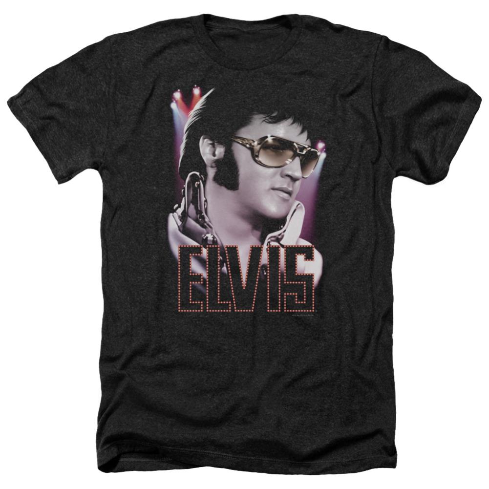 Elvis Presley 70s Star Men's 30/1 Heather 60 40 Poly Short-Sleeve T-Shirt