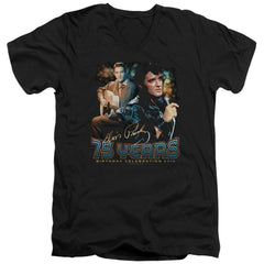 Elvis Presley 75 Years Men's 30/1 Cotton Slim V-Neck T-Shirt