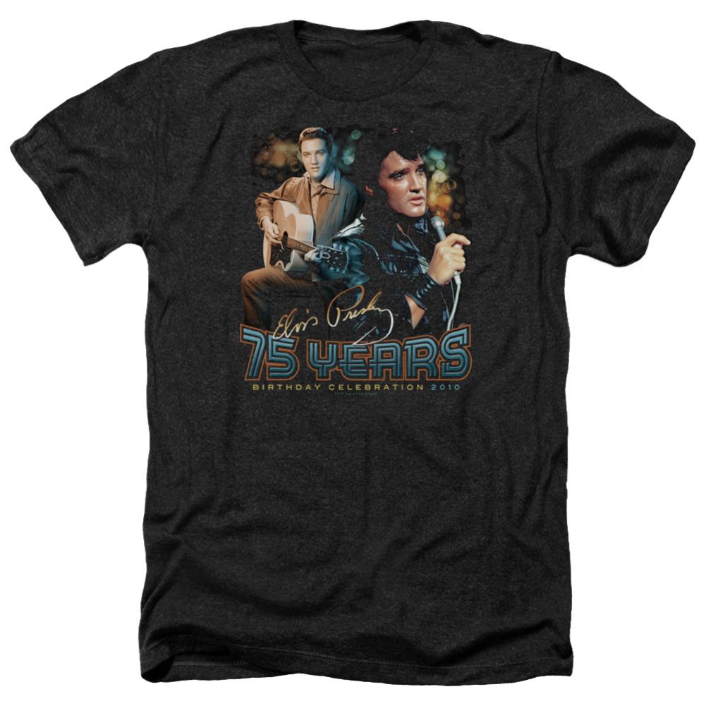 Elvis Presley 75 Years Men's 30/1 Heather 60 40 Poly Short-Sleeve T-Shirt