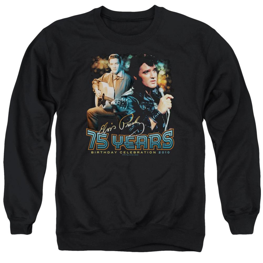 Elvis Presley 75 Years Men's Crewneck 50 50 Poly Long-Sleeve T-Shirt