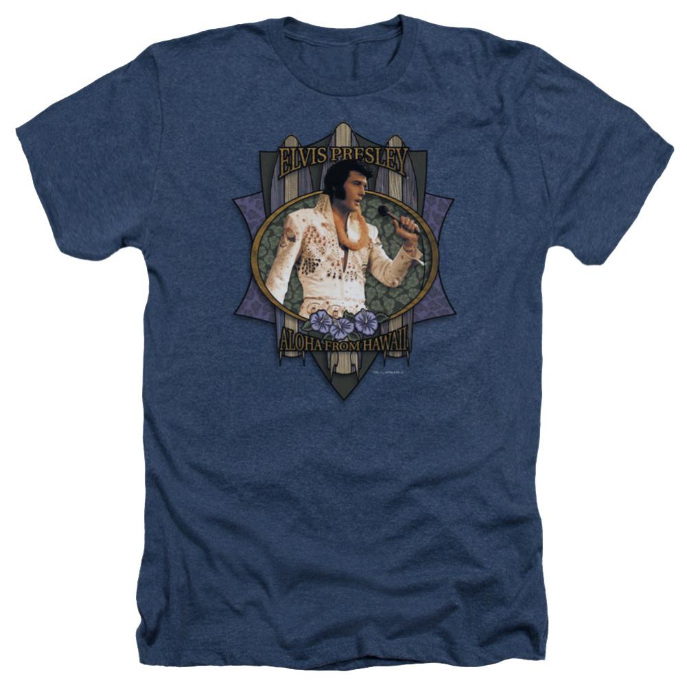 Elvis Presley Aloha From Hawaii Men's 30/1 Heather 60 40 Poly Short-Sleeve T-Shirt