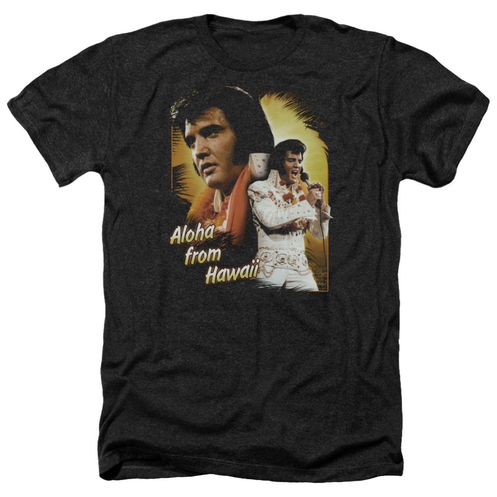 Elvis Presley Aloha Men's 30/1 Heather 60 40 Poly Short-Sleeve T-Shirt