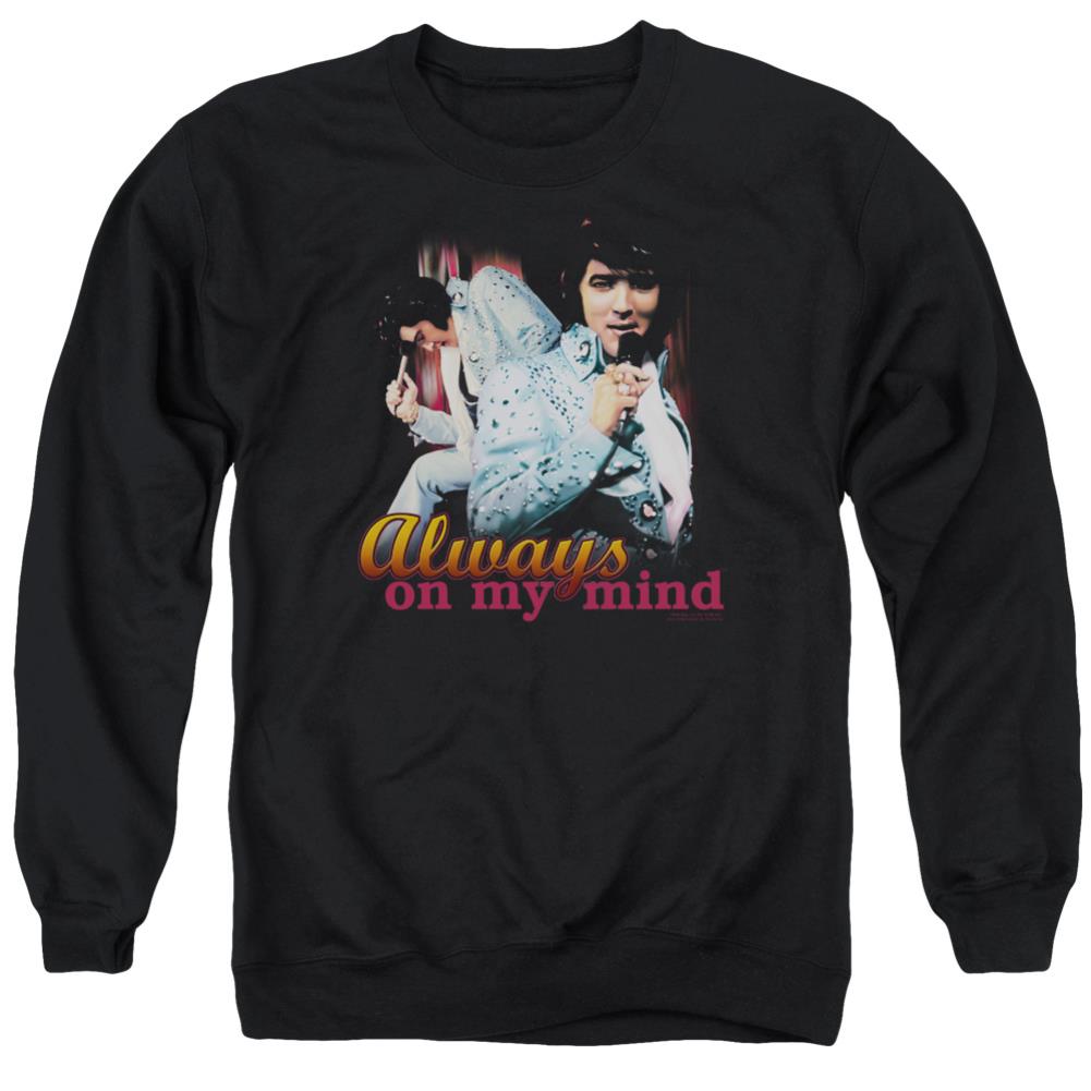 Elvis Presley Always On My Mind Men's Crewneck 50 50 Poly Long-Sleeve T-Shirt