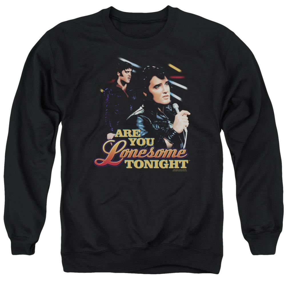 Elvis Presley Are You Lonesome Men's Crewneck 50 50 Poly Long-Sleeve T-Shirt