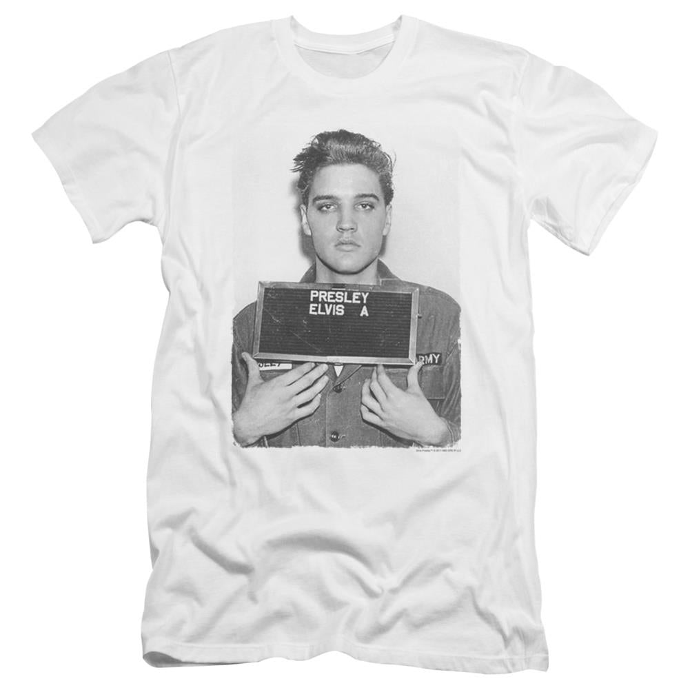 Elvis Presley Army Mug Shot Men's Ultra-Soft 30/1 Cotton Slim Short-Sleeve T-Shirt