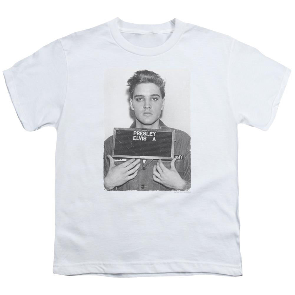 Elvis Presley Army Mug Shot Youth 18/1 100% Cotton Short-Sleeve T-Shirt