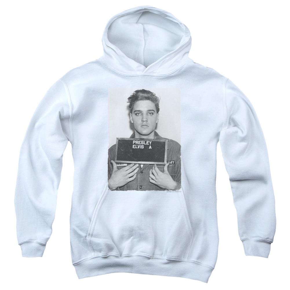 Elvis Presley Army Mug Shot Youth Cotton Poly Pull-Over Hoodie