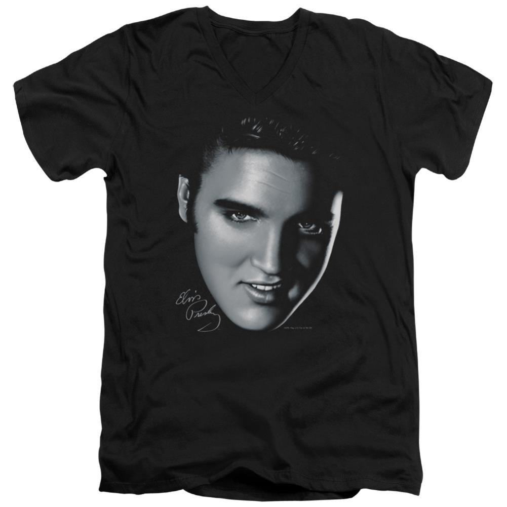 Elvis Presley Big Face Men's 30/1 Cotton Slim V-Neck T-Shirt