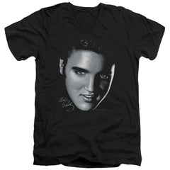 Elvis Presley Big Face Men's 30/1 Cotton Slim V-Neck T-Shirt
