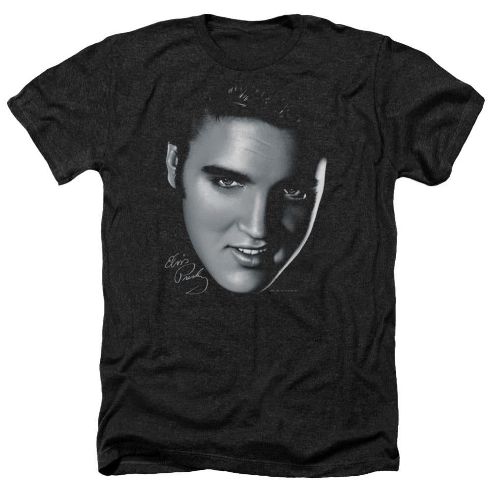 Elvis Presley Big Face Men's 30/1 Heather 60 40 Poly Short-Sleeve T-Shirt