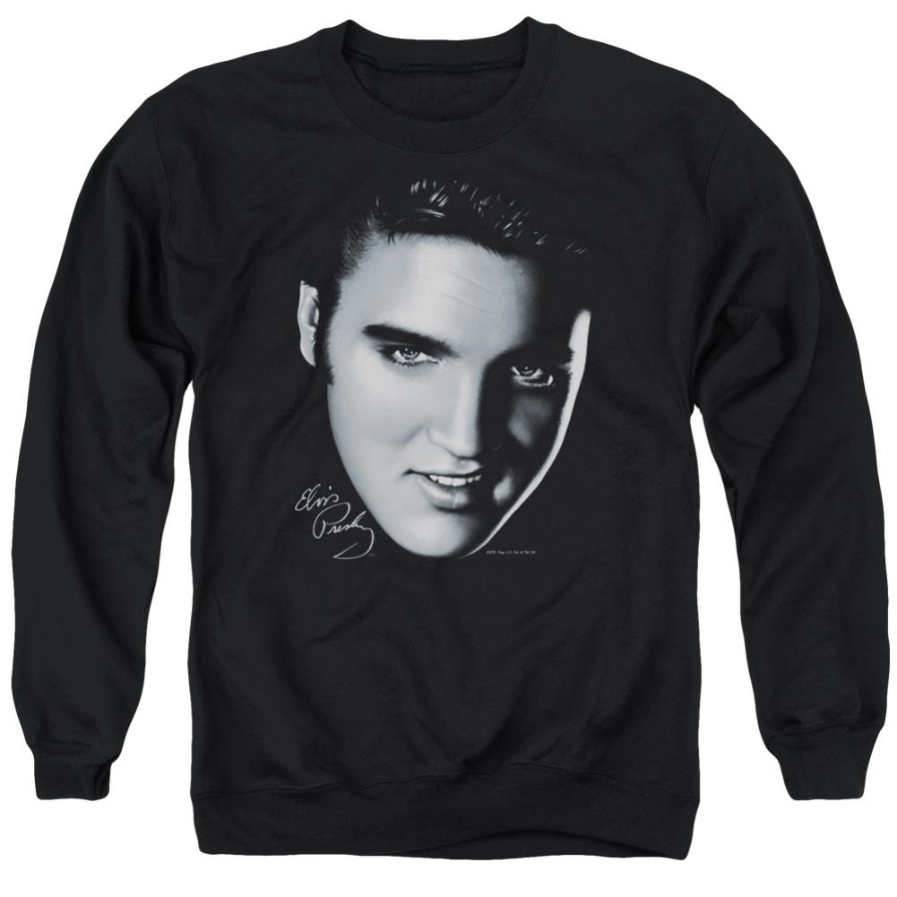 Elvis Presley Big Face Men's Crewneck 50 50 Poly Long-Sleeve T-Shirt