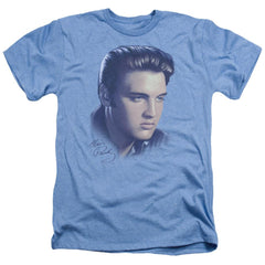 Elvis Presley Big Portrait Men's 30/1 Heather 60 40 Poly Short-Sleeve T-Shirt