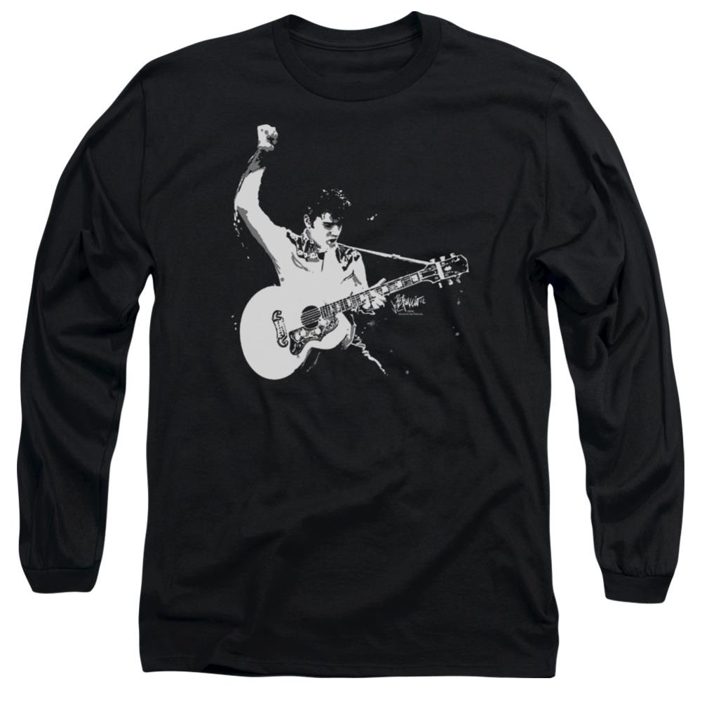 Elvis Presley Black&White Guitarman Men's 18/1 Cotton Long-Sleeve T-Shirt
