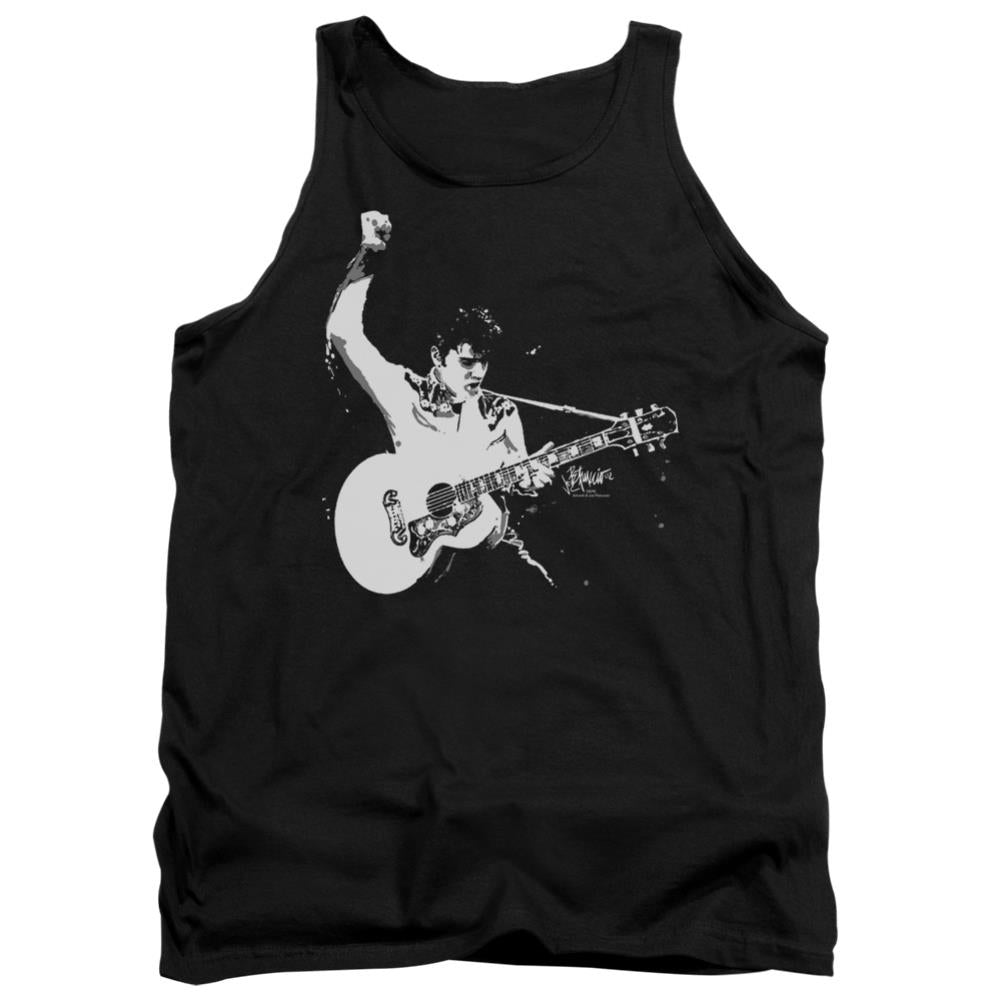 Elvis Presley Black&White Guitarman Men's 18/1 Cotton Tank Top