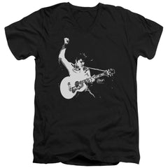 Elvis Presley Black&White Guitarman Men's 30/1 Cotton Slim V-Neck T-Shirt
