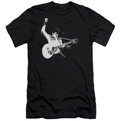 Elvis Presley Black&White Guitarman Men's Ultra-Soft 30/1 Cotton Slim Short-Sleeve T-Shirt