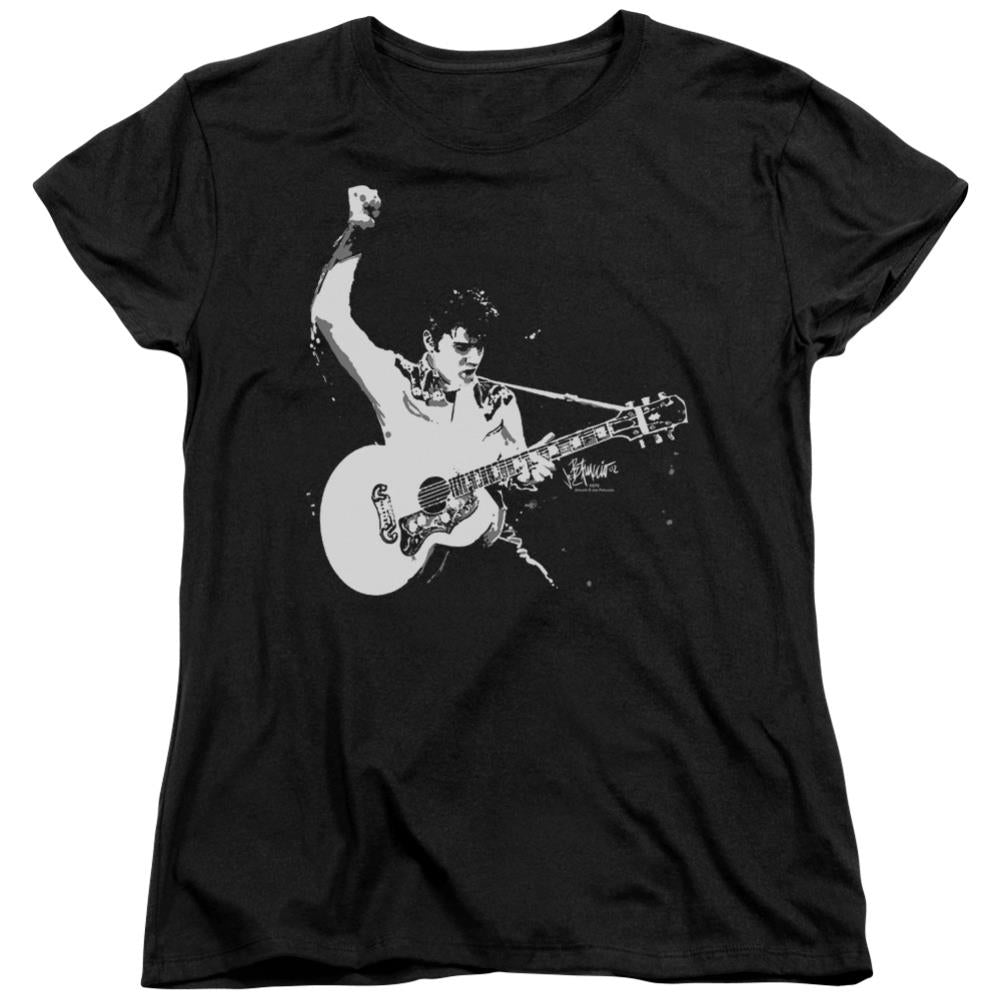 Elvis Presley Black&White Guitarman Women's 18/1 Cotton Short-Sleeve T-Shirt