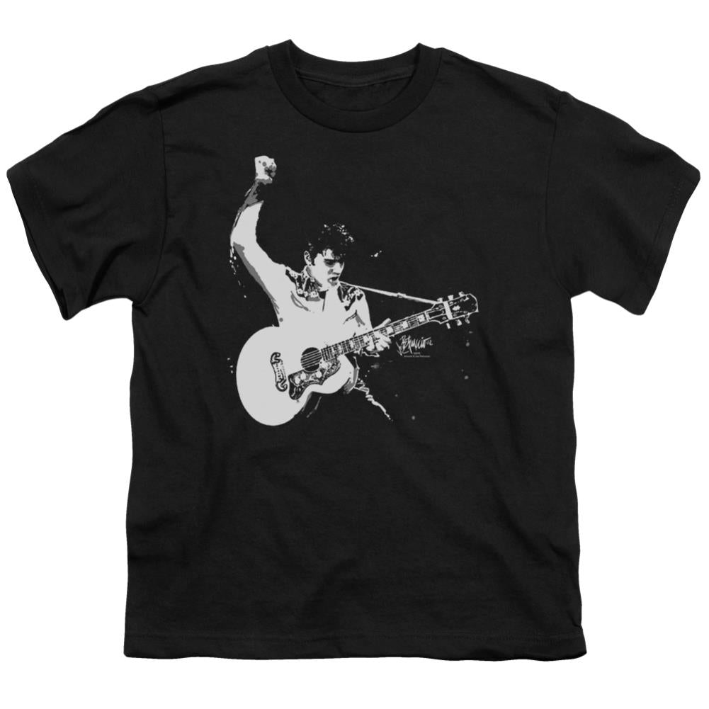 Elvis Presley Black&White Guitarman Youth 18/1 100% Cotton Short-Sleeve T-Shirt