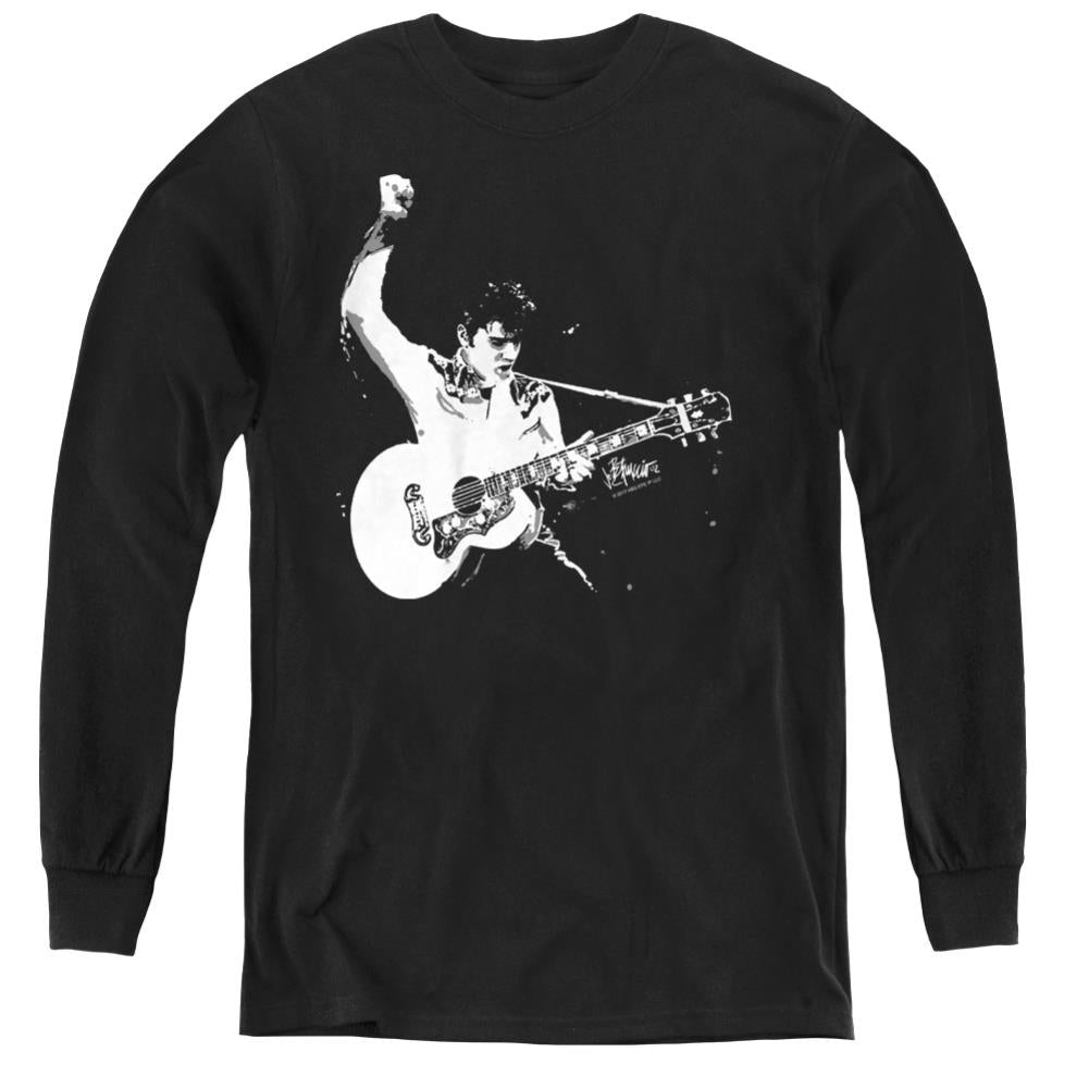 Elvis Presley Black&White Guitarman Youth Long-Sleeve T-Shirt
